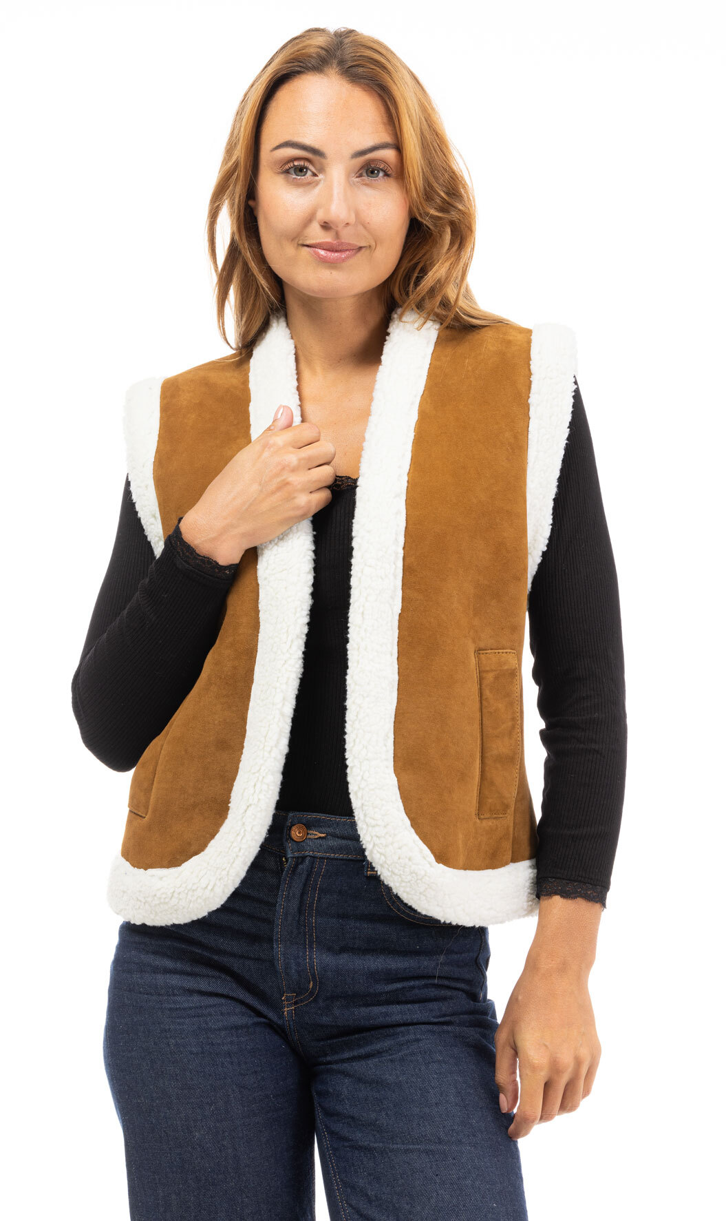 Vêtement en cuir Gilets cuir & fourrure  cognac