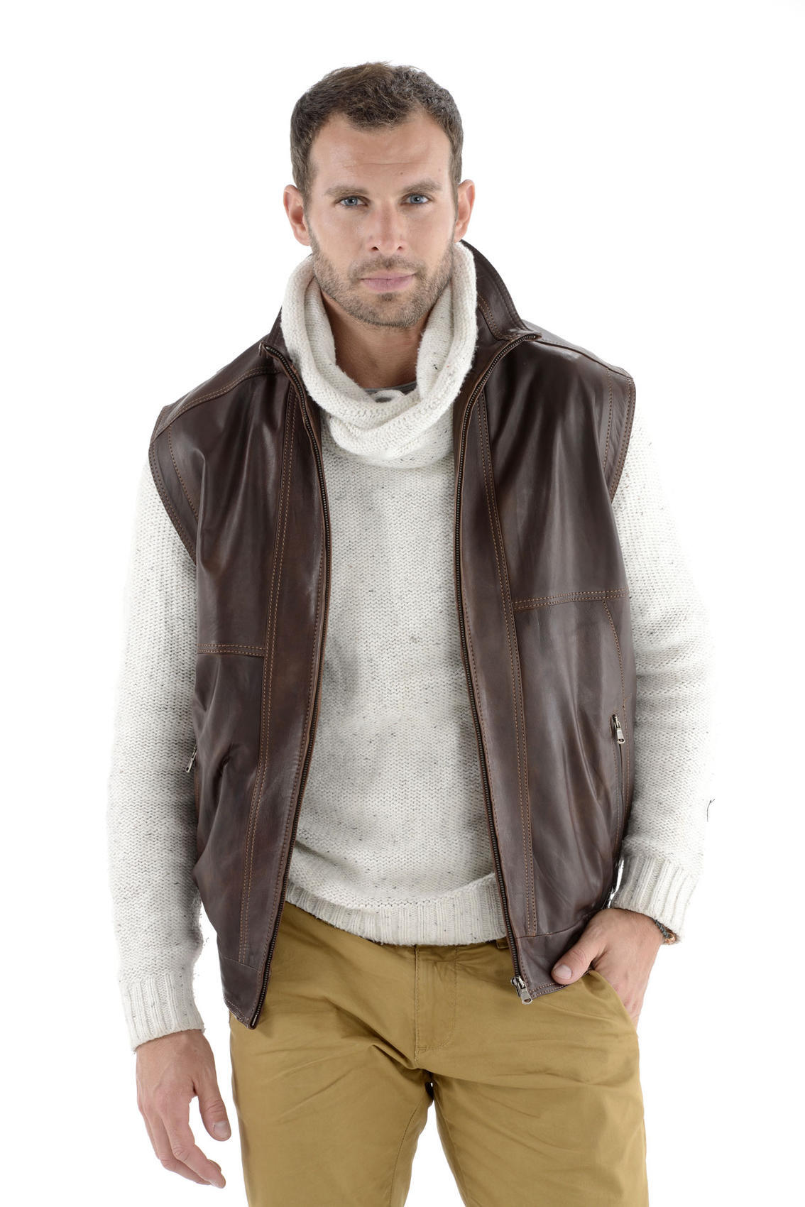 Gilet sans manche cuir best sale homme redskins