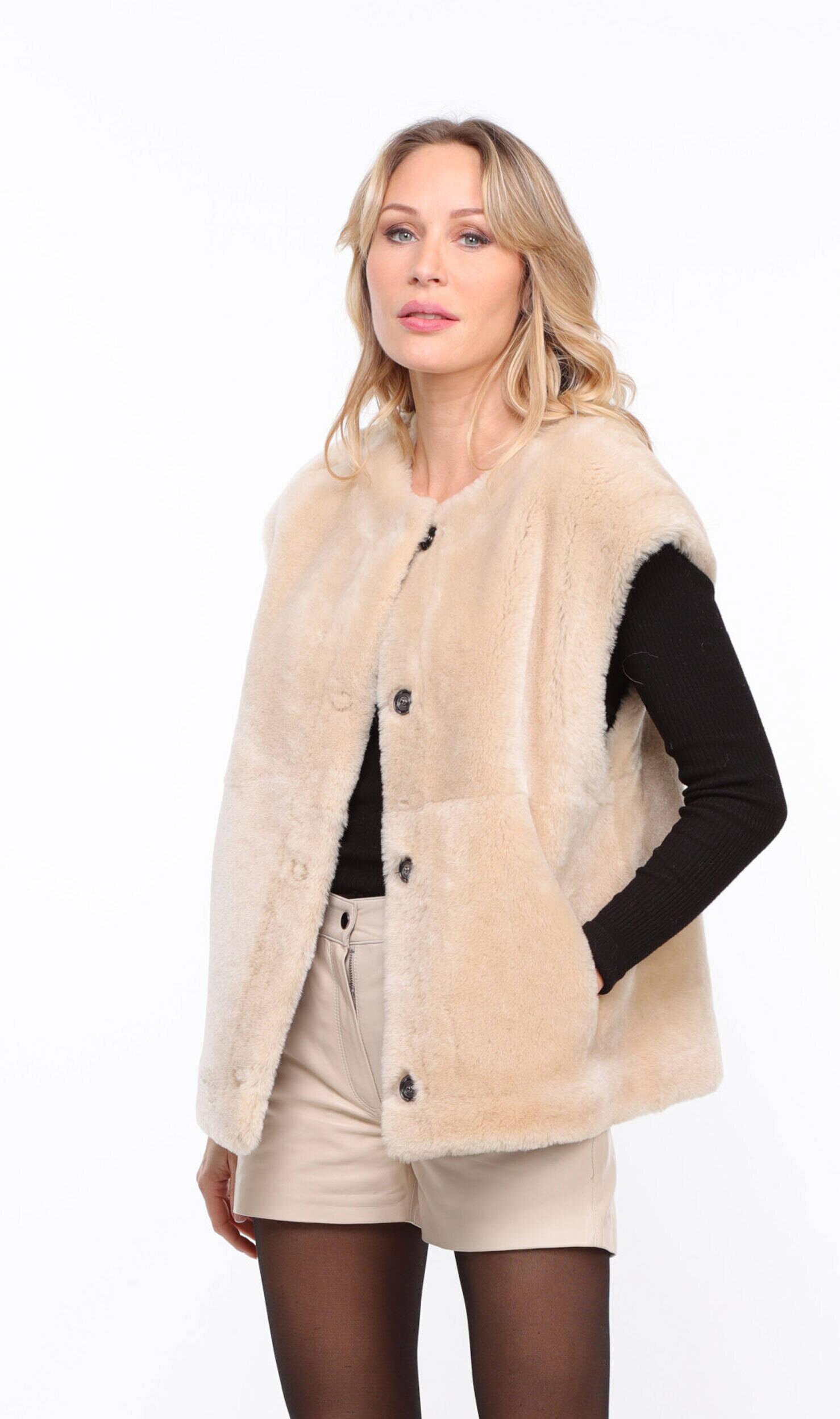 Vêtement en cuir Gilets cuir & fourrure  beige