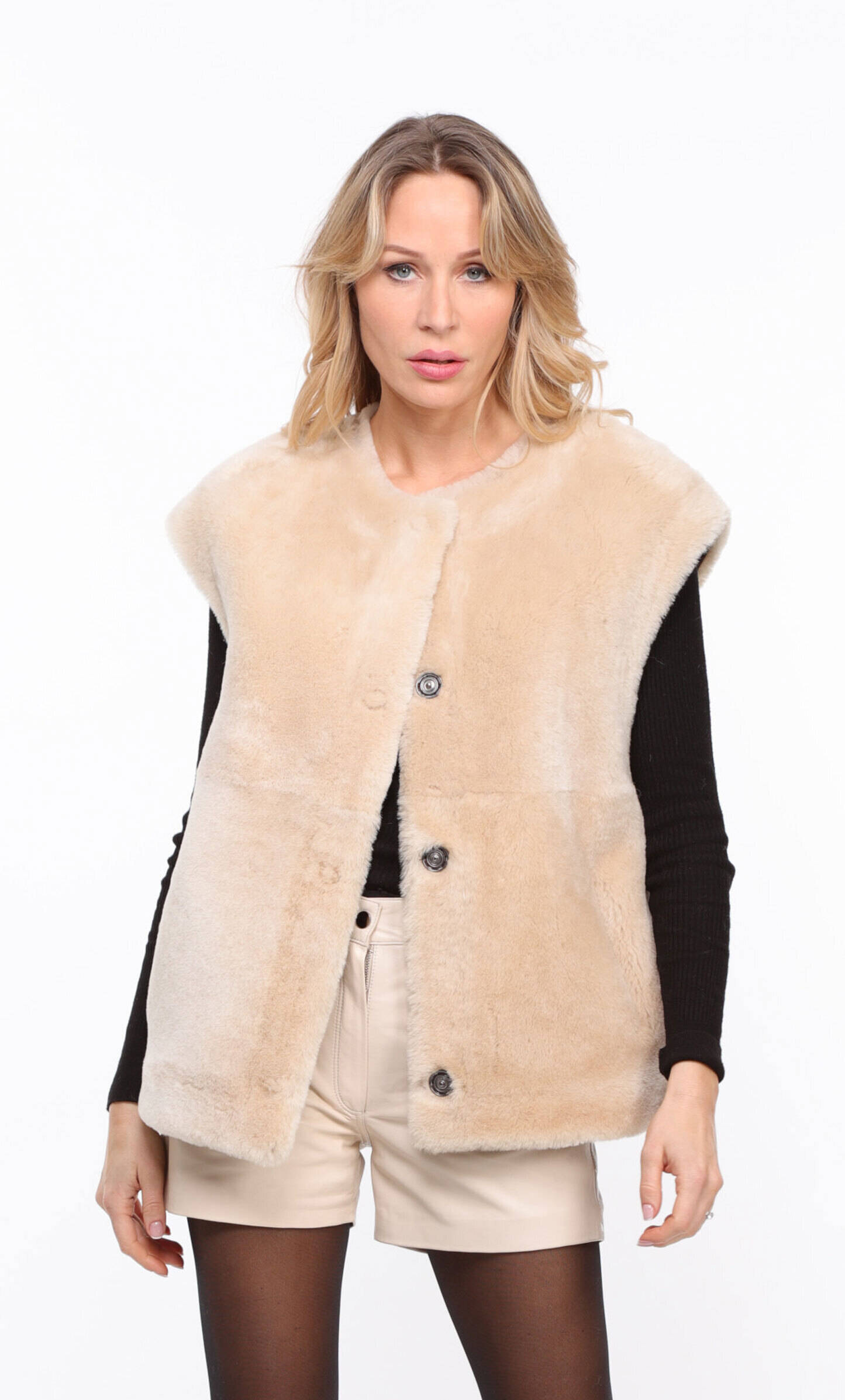 Vêtement en cuir Gilets cuir & fourrure  beige