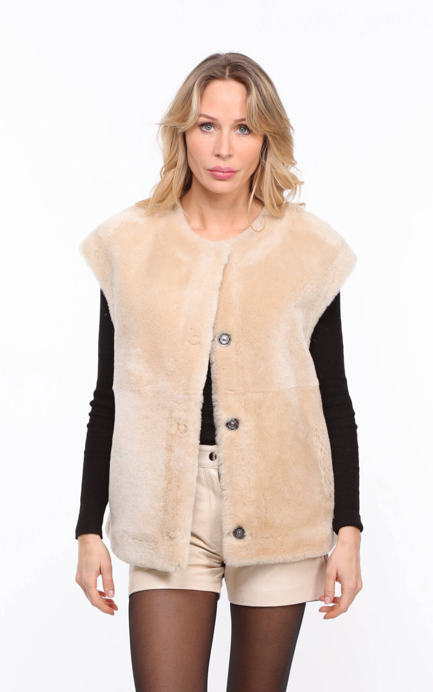 Vêtement en cuir Gilets cuir & fourrure  beige