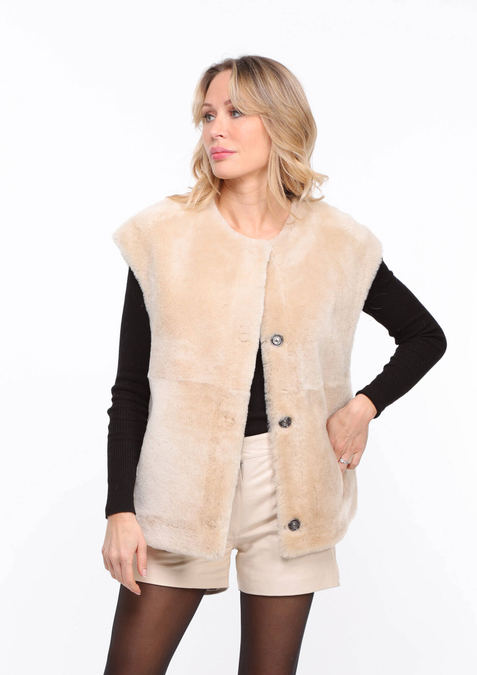 Vêtement en cuir Gilets cuir & fourrure  beige