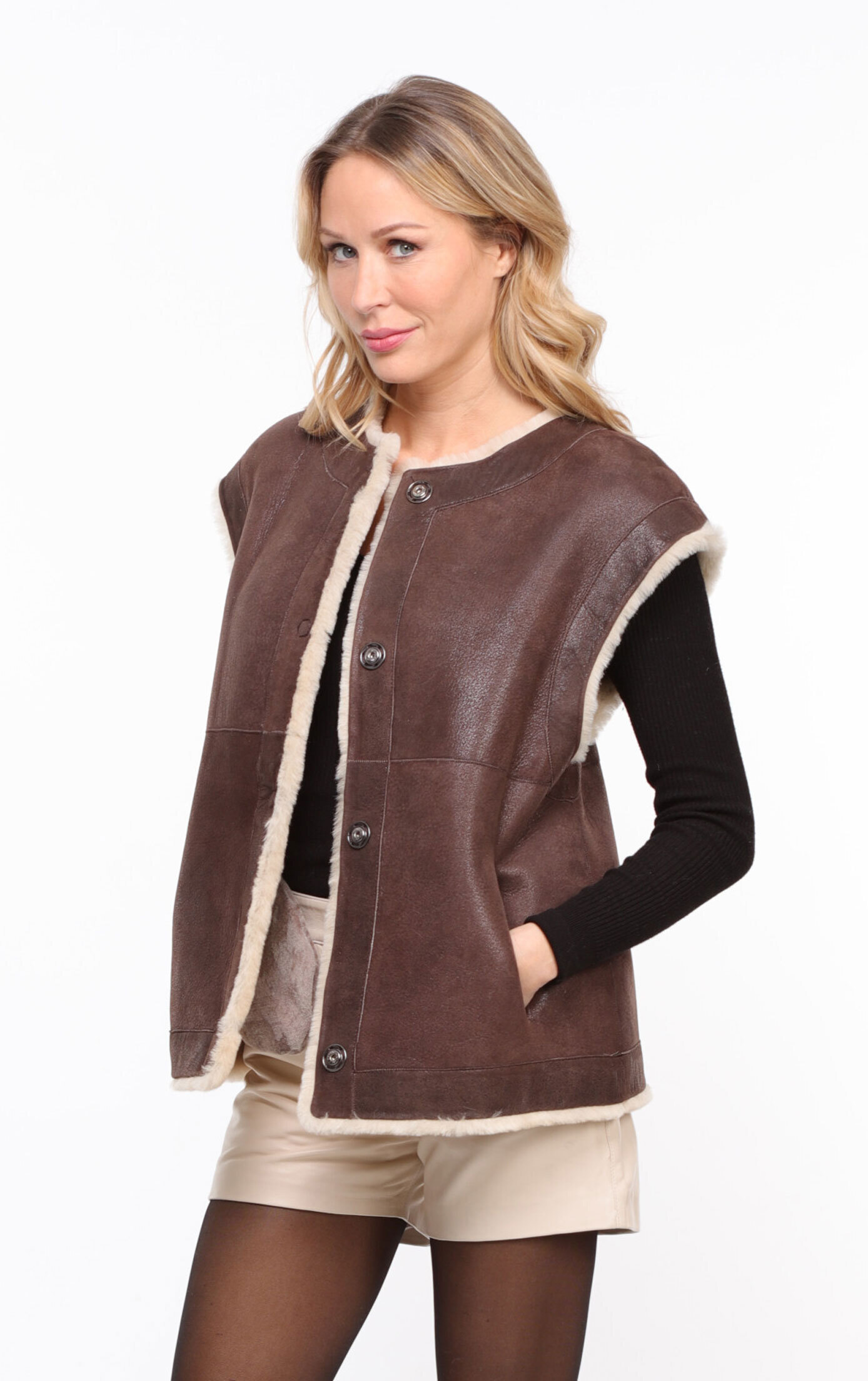 Vêtement en cuir Gilets cuir & fourrure  marron