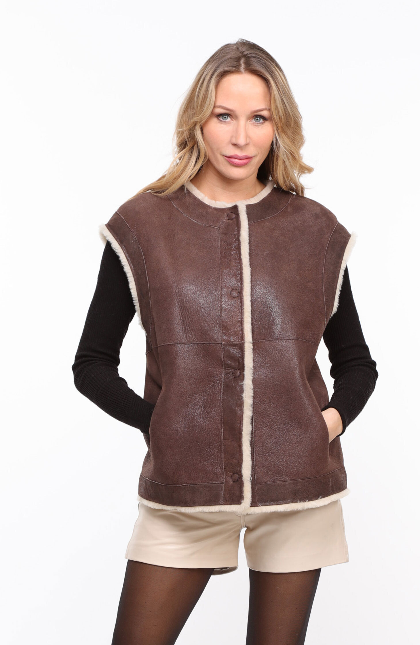 Vêtement en cuir Gilets cuir & fourrure  marron