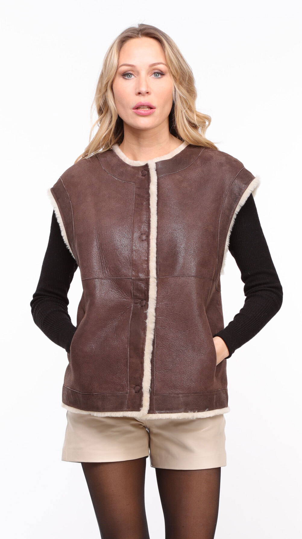 Vêtement en cuir Gilets cuir & fourrure  marron