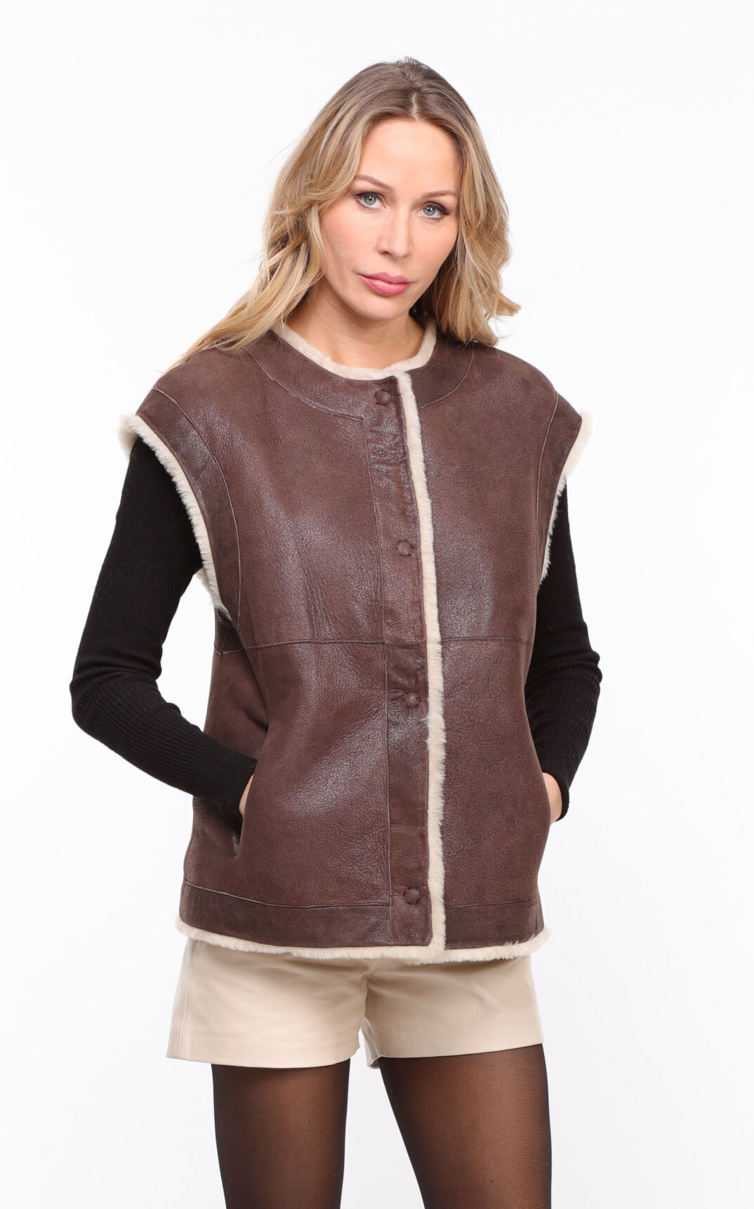 Vêtement en cuir Gilets cuir & fourrure  marron