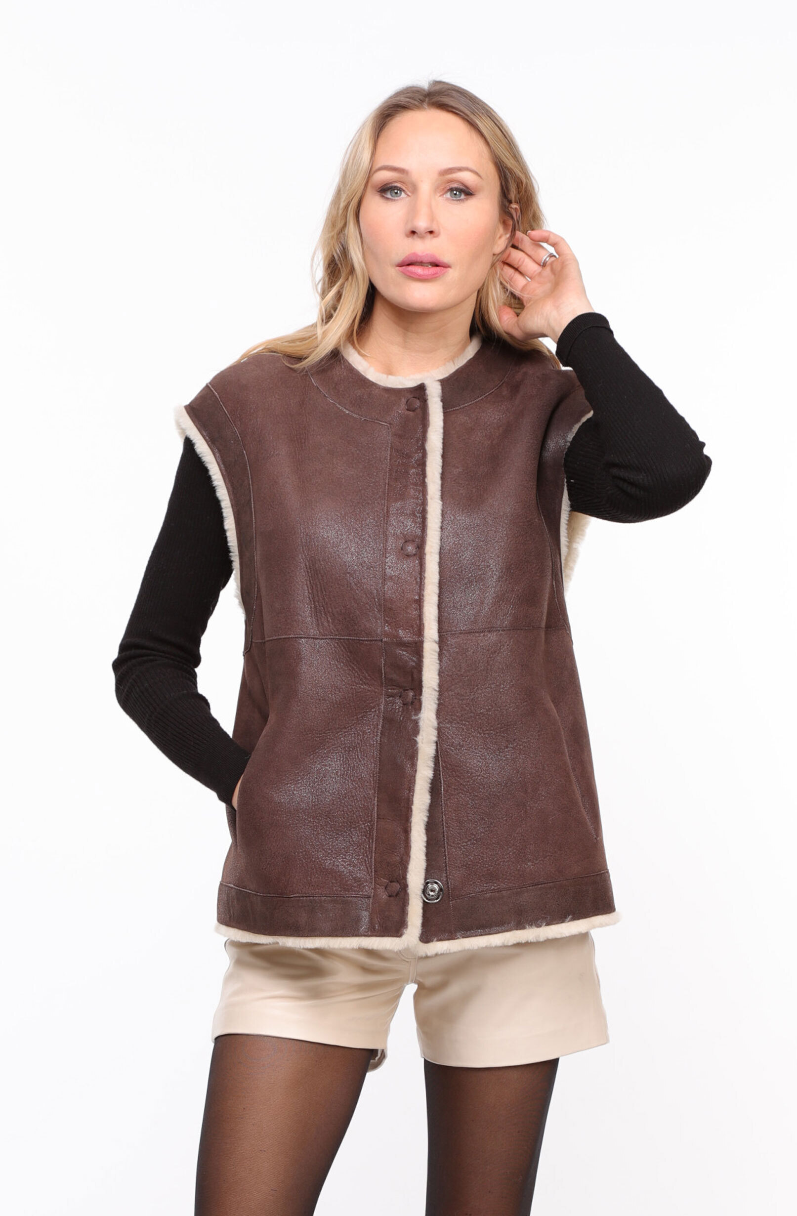 Vêtement en cuir Gilets cuir & fourrure  marron