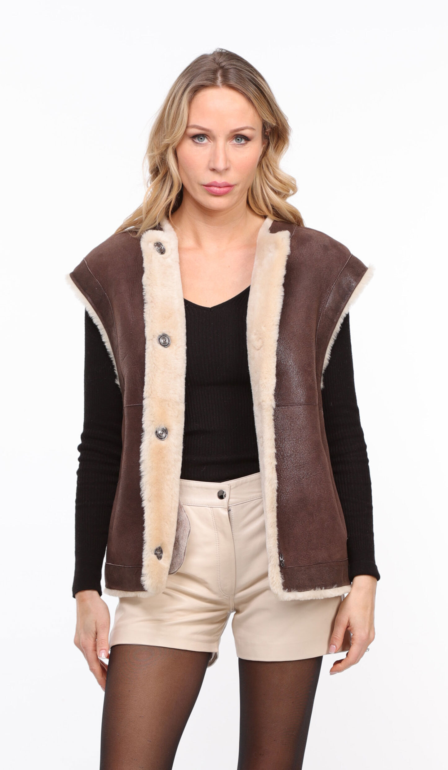 Vêtement en cuir Gilets cuir & fourrure  marron