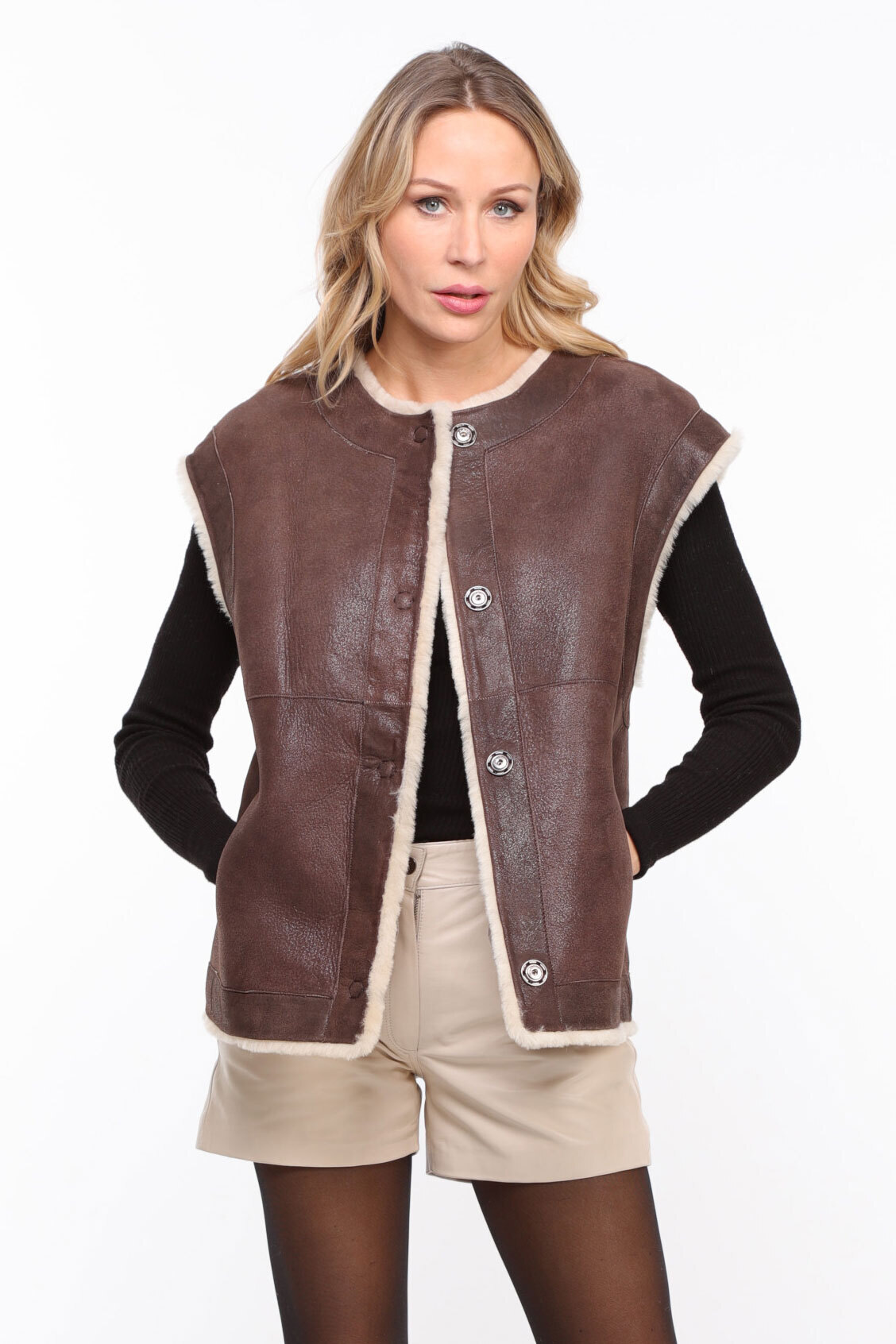 Vêtement en cuir Gilets cuir & fourrure  marron