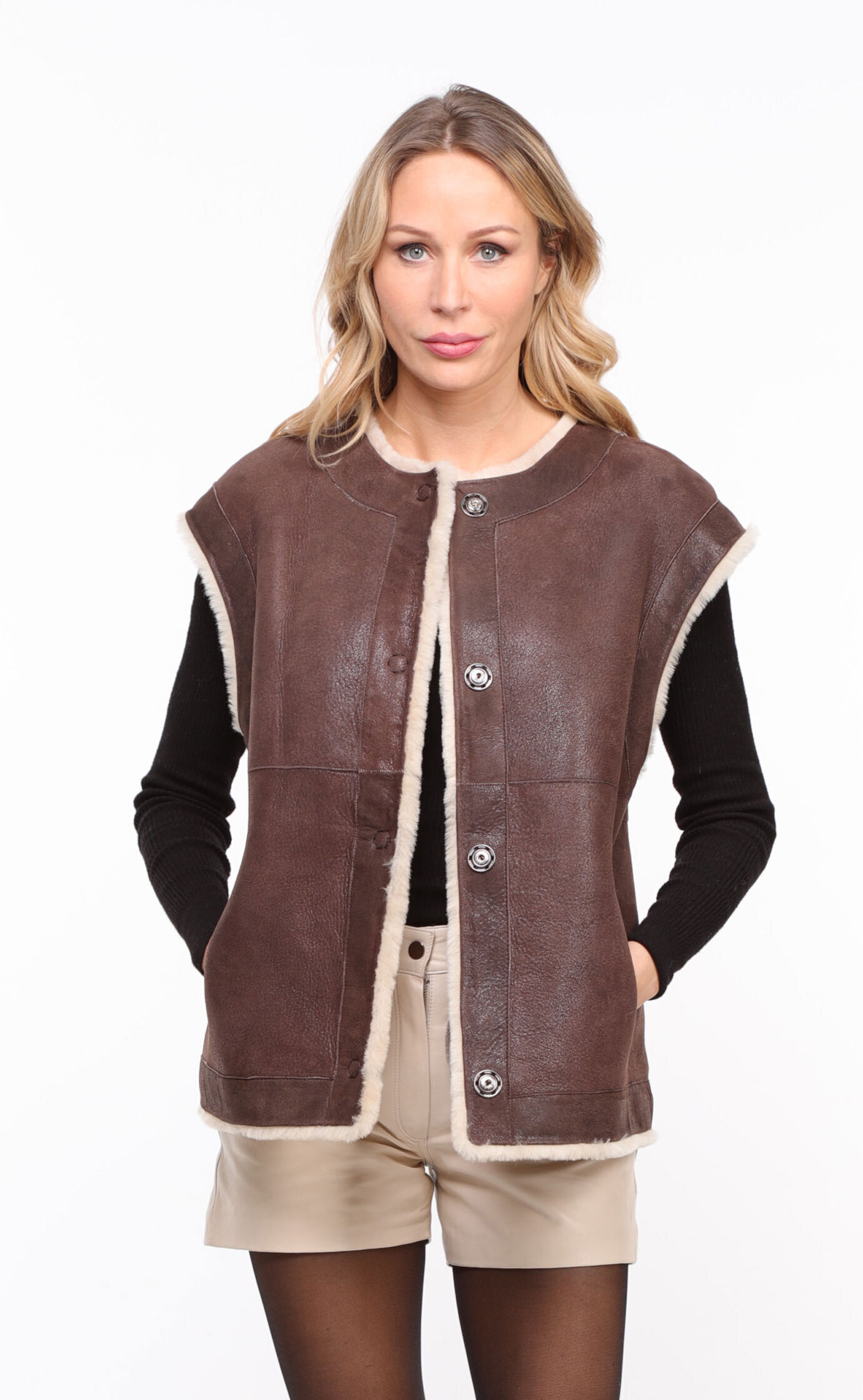 Vêtement en cuir Gilets cuir & fourrure  marron