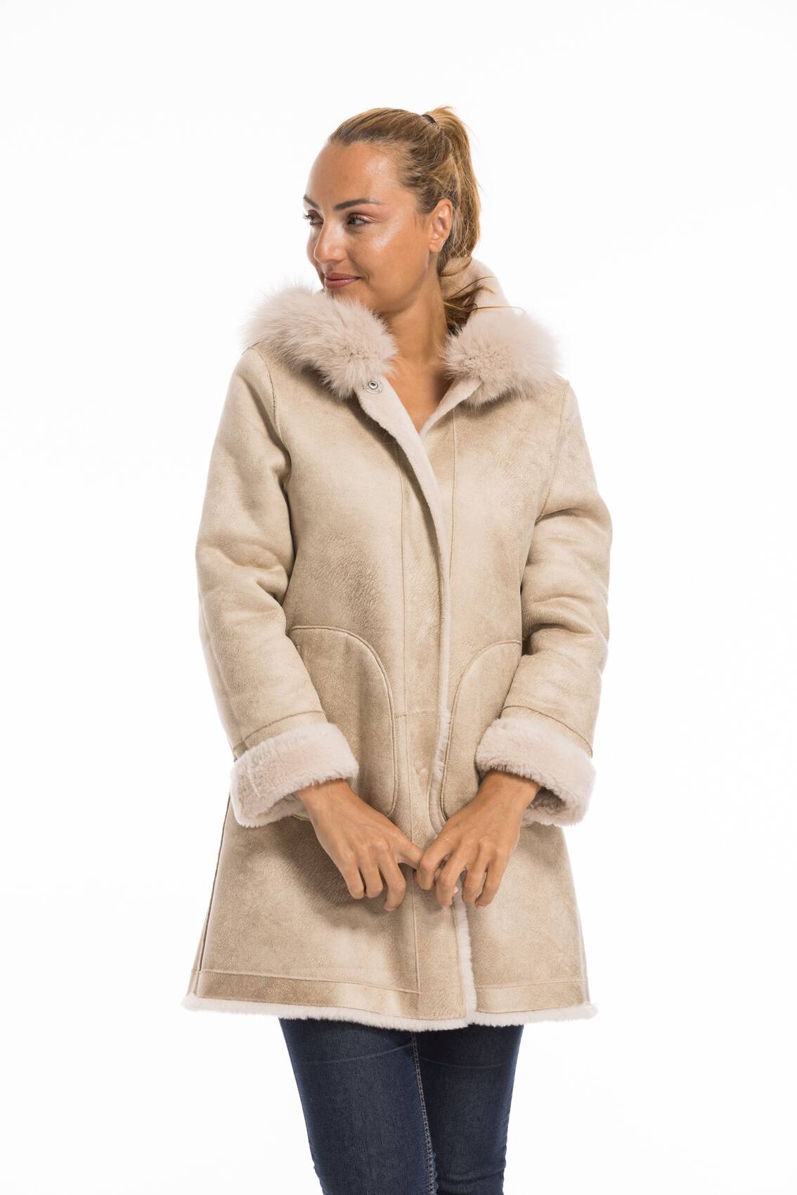 Vêtement en cuir Manteaux cuir beige