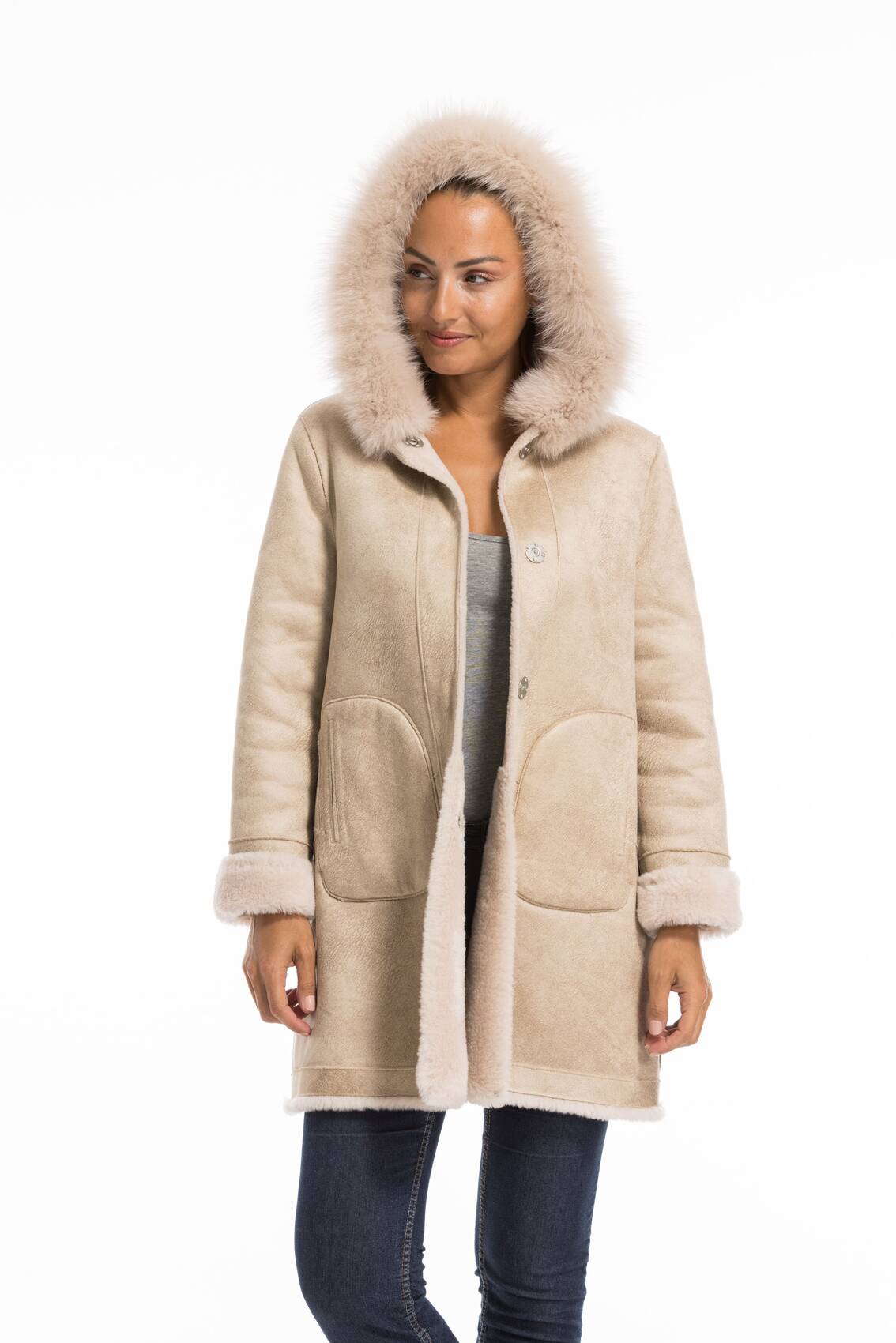 Manteau beige clearance capuche femme