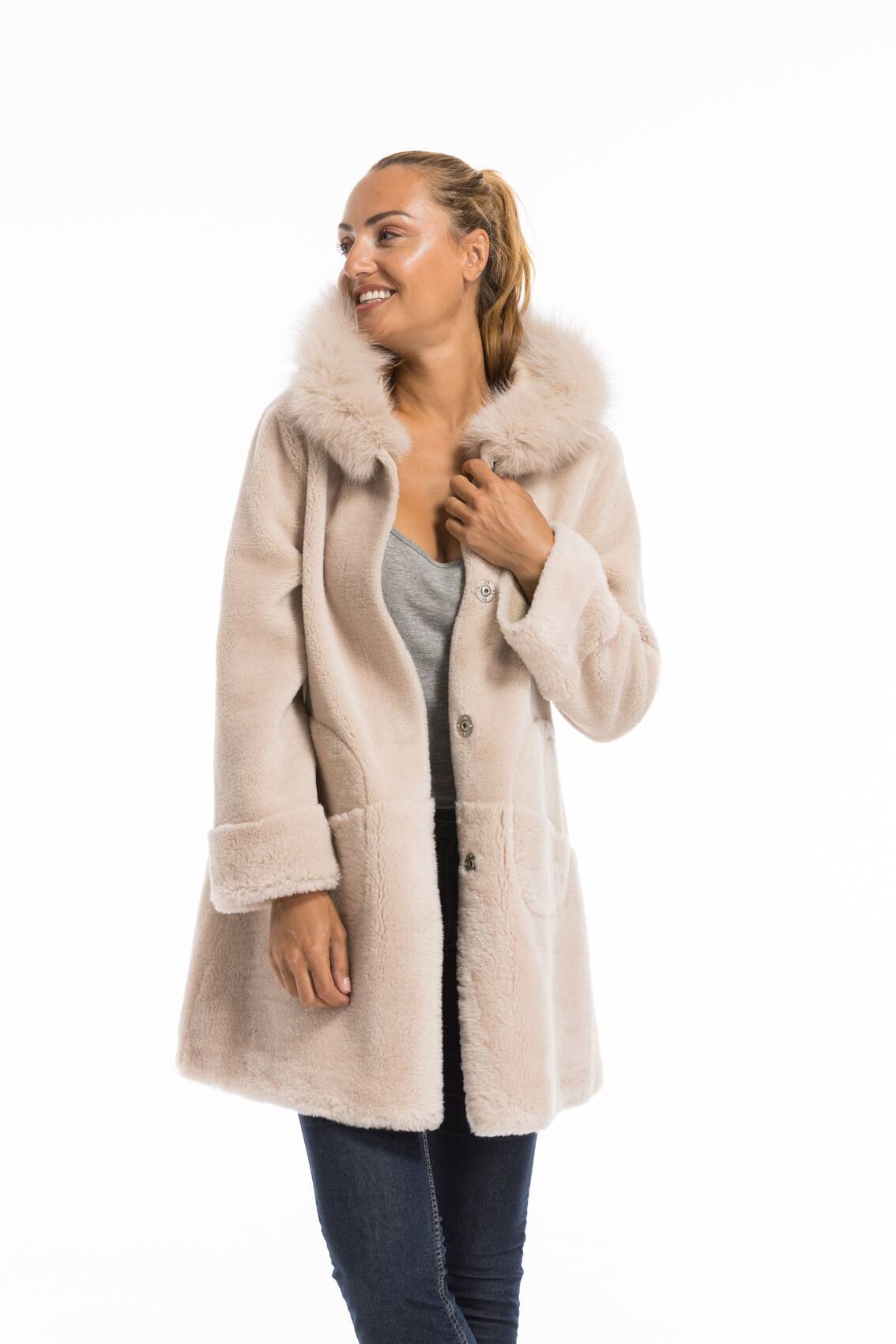 Vêtement en cuir Manteaux cuir beige