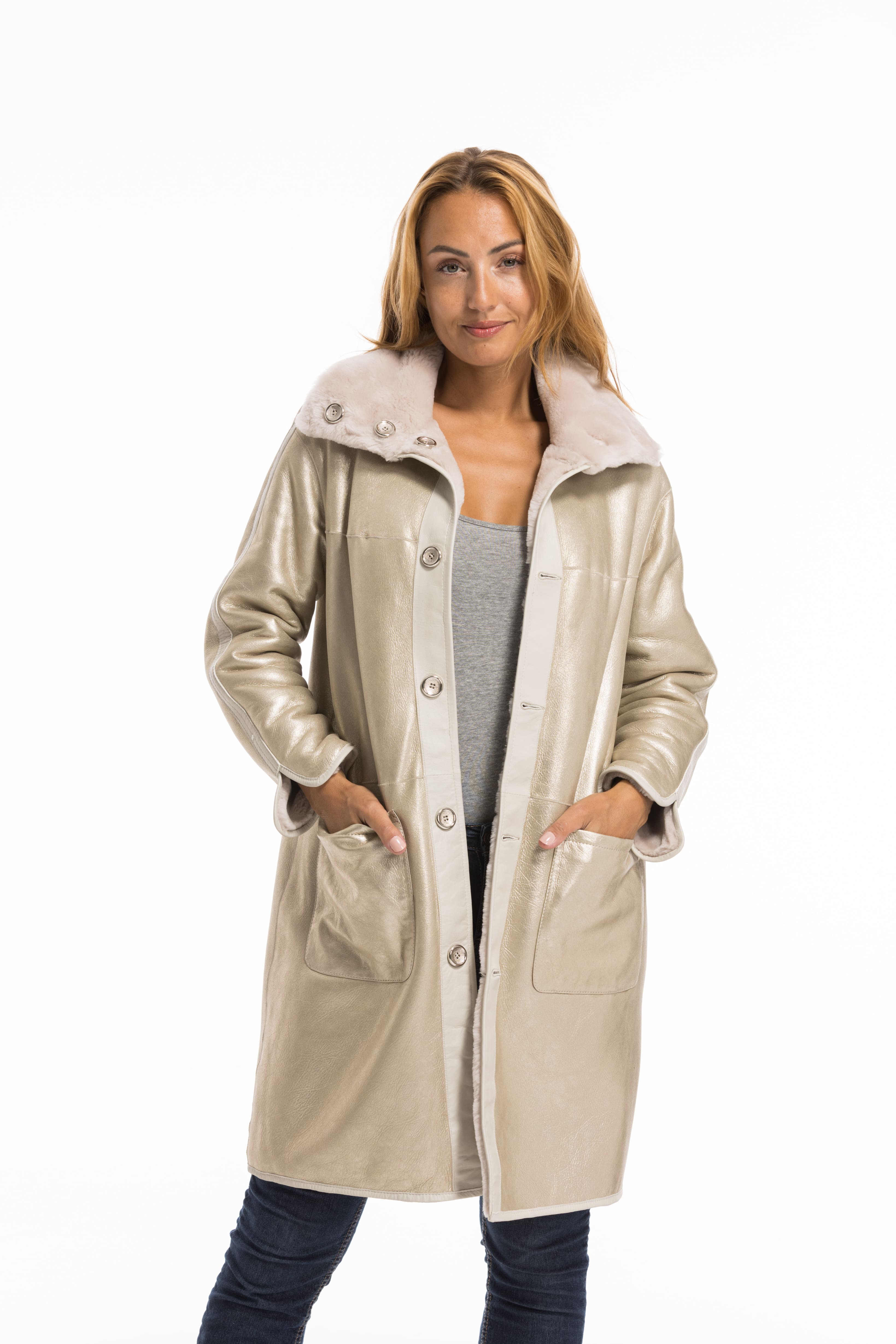 Vêtement en cuir Les bonnes affaires Femme beige