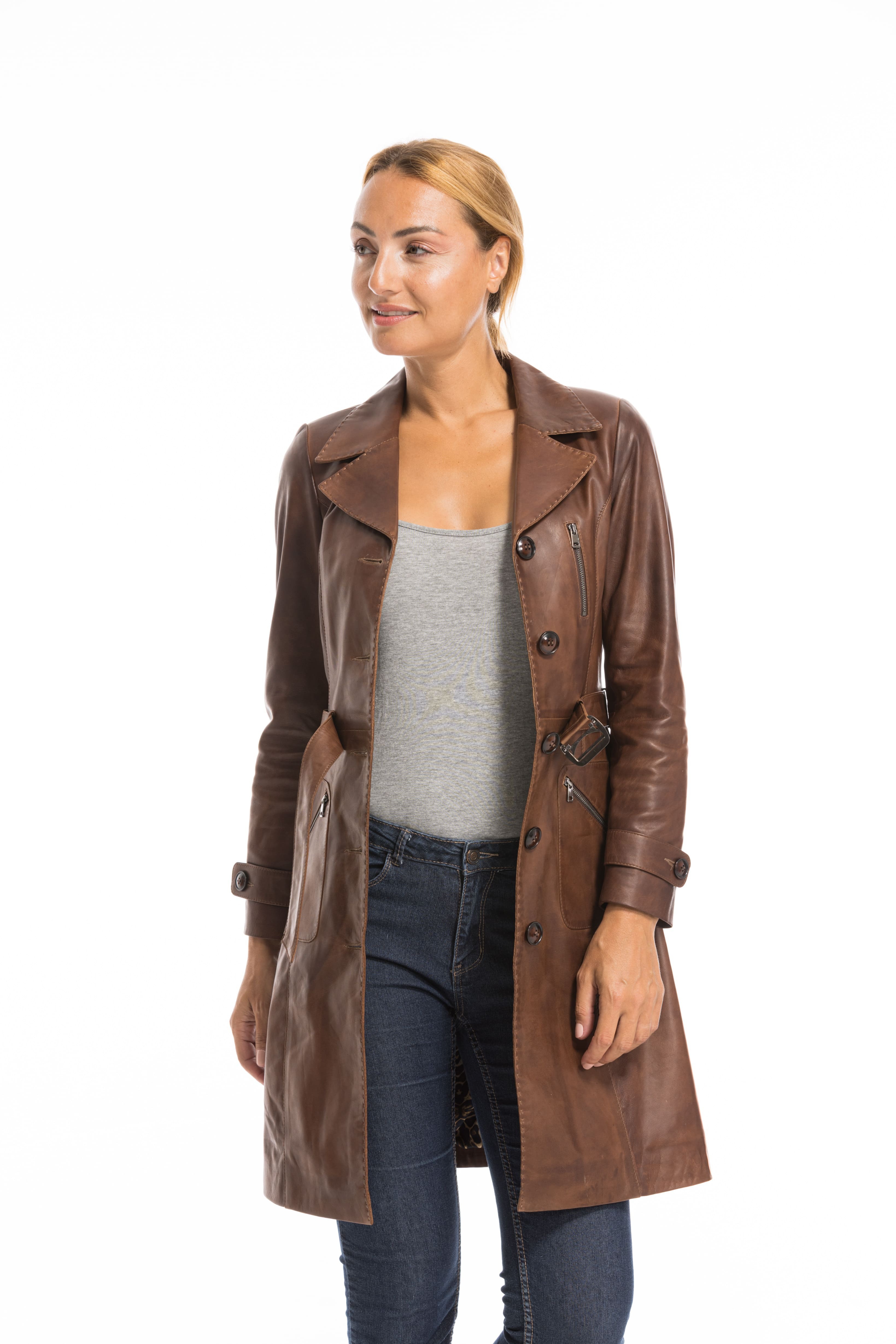 Manteau en cuir cheap femme