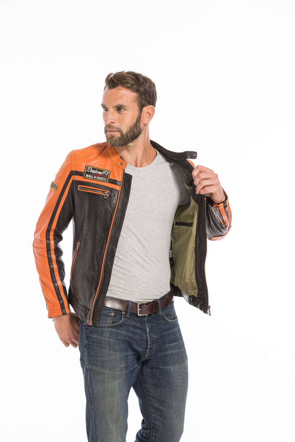 Blouson discount moto orange