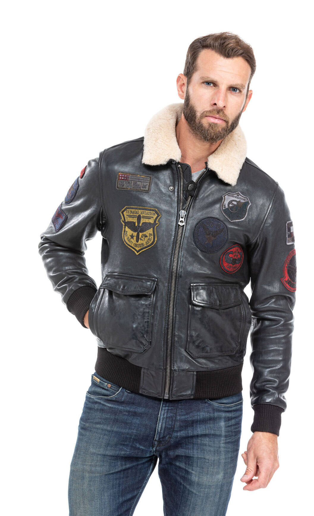 cuirs-guignard-Blouson-cuir-homme-noir-style-aviateur-Daytona