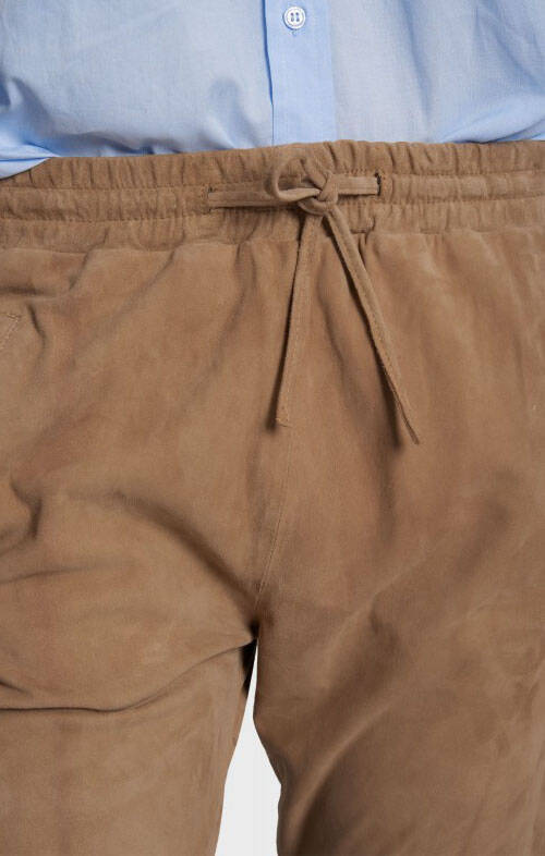 Vêtement en cuir Pantalon cuir beige