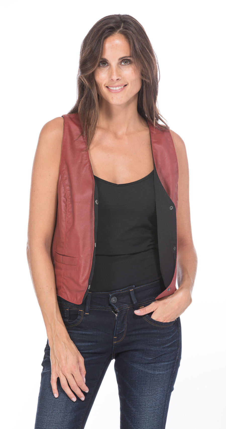 Vêtement en cuir Gilets cuir & fourrure  rouge