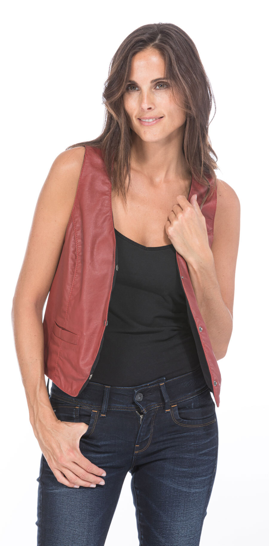 Vêtement en cuir Gilets cuir & fourrure  rouge