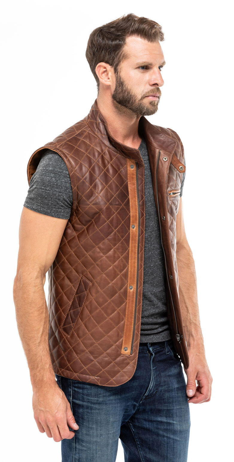 Vêtement en cuir Gilets Cuir & Textile marron