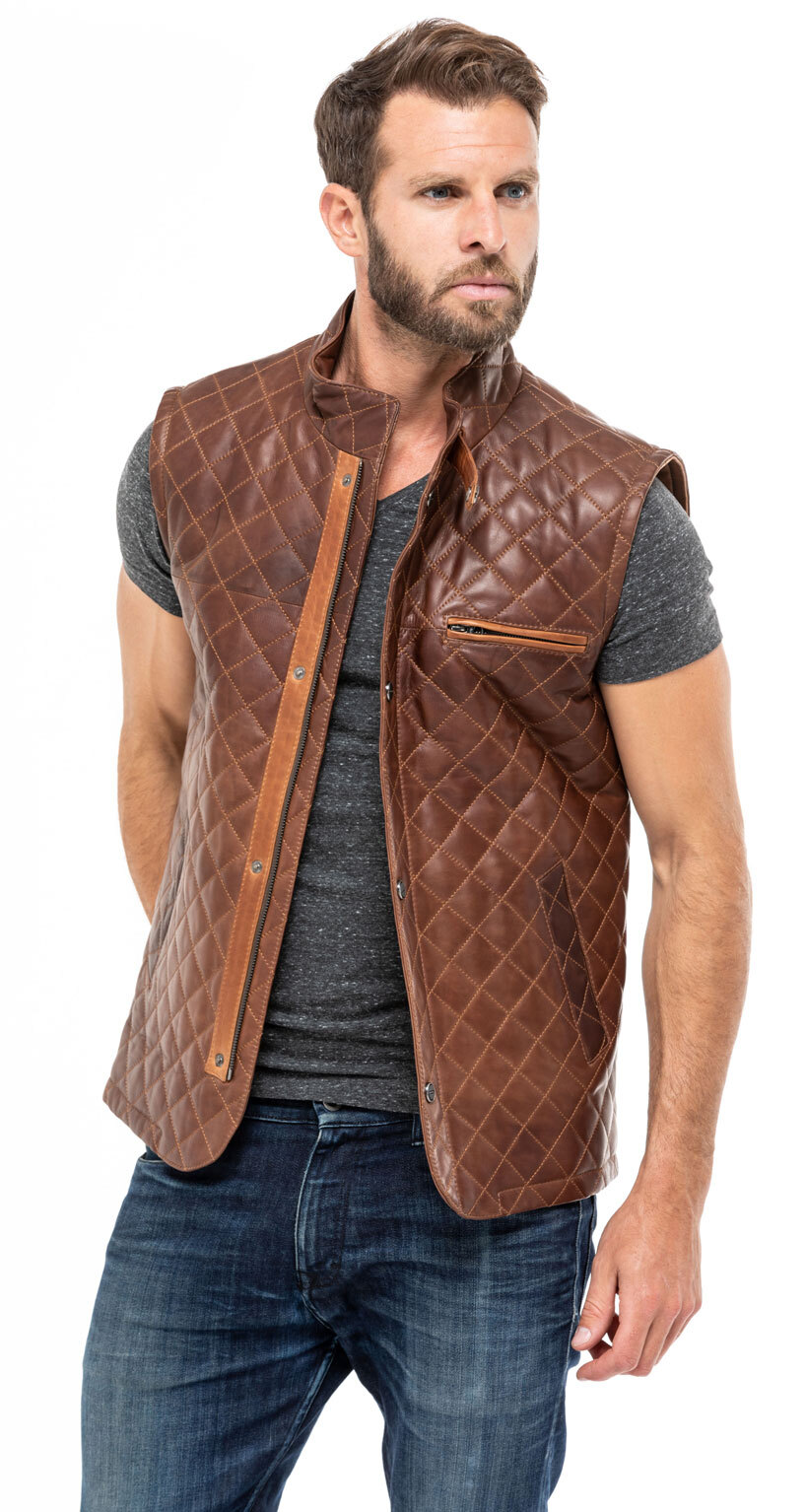 Vêtement en cuir Gilets Cuir & Textile marron