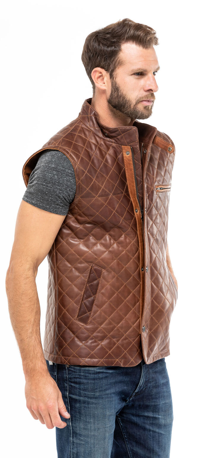 Vêtement en cuir Gilets Cuir & Textile marron