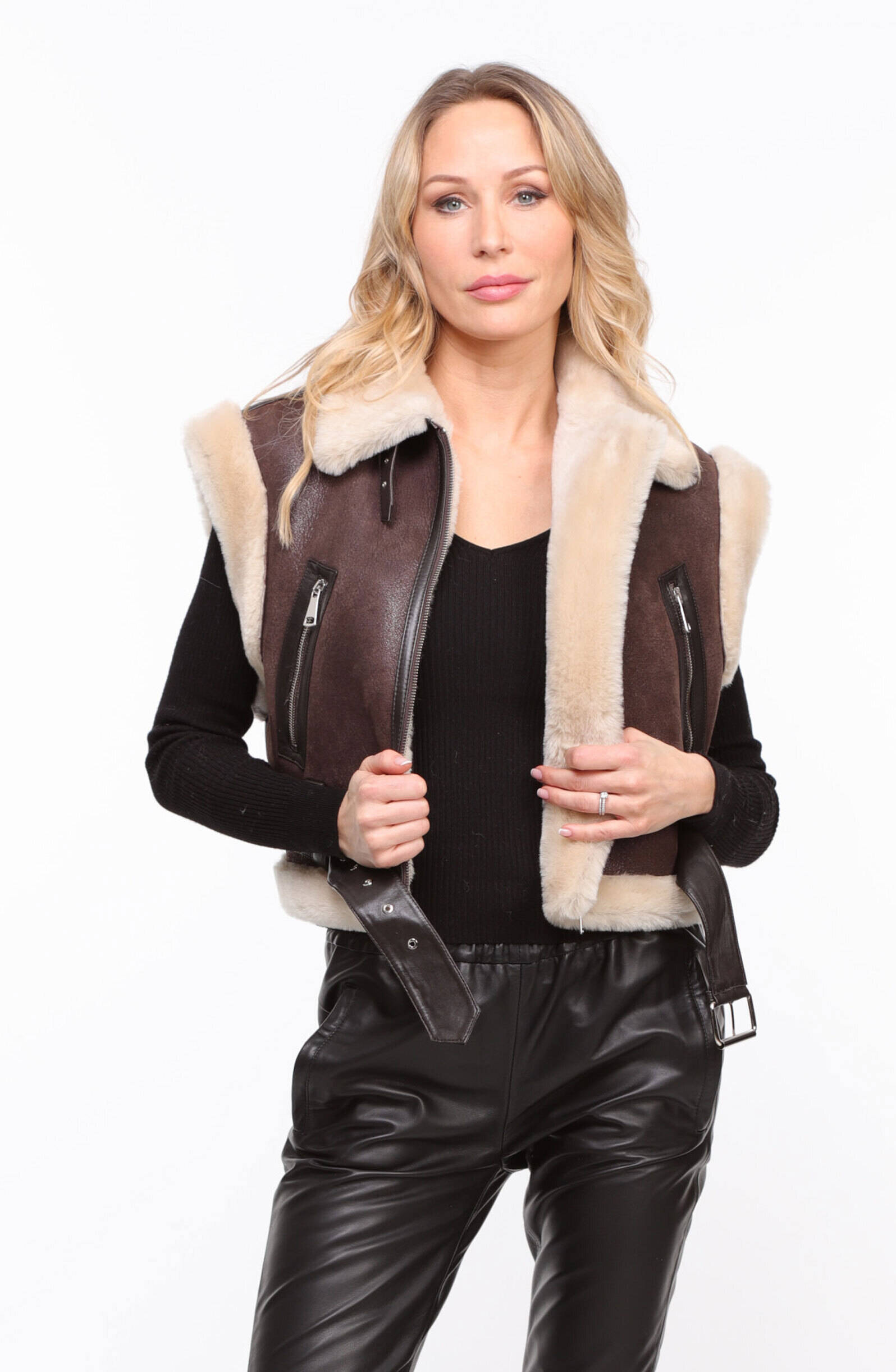 Vêtement en cuir Gilets cuir & fourrure  marron