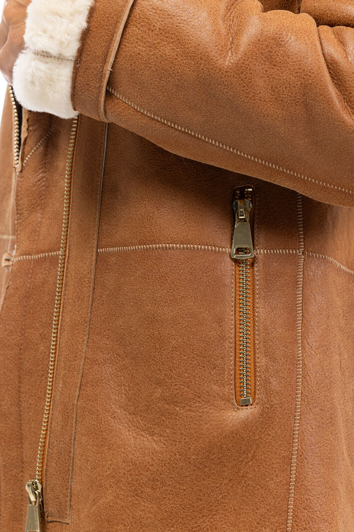 Vêtement en cuir Vestes cuir cognac, blanc