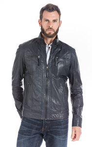 Blouson cuir homme online bleu marine